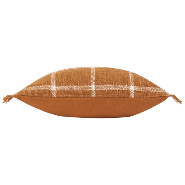 Yard Beni Fringed Checked Cushion Cover