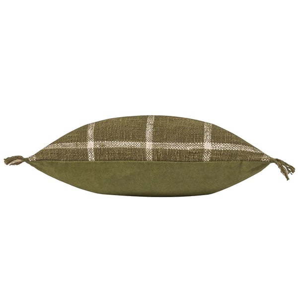 Yard Beni Fringed Checked Cushion Cover
