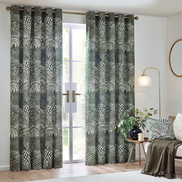 Hoem Nola Abstract Eyelet Curtains (Pack of 2)