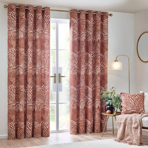 Hoem Nola Abstract Eyelet Curtains (Pack of 2)