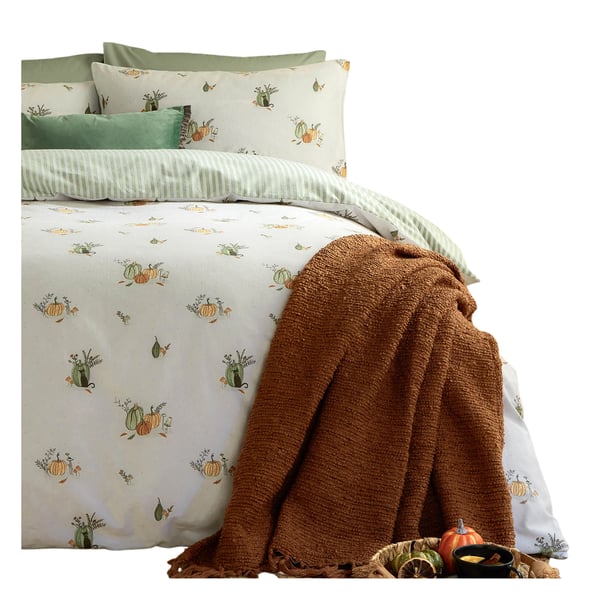 Wylder Reversible Brushed Cotton Pumpkin Duvet Cover Set