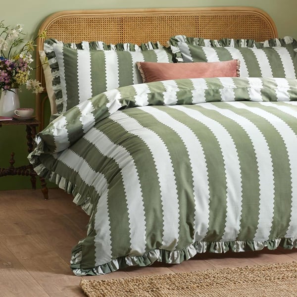 Wylder Birdie Ruffles Stripe Duvet Cover Set