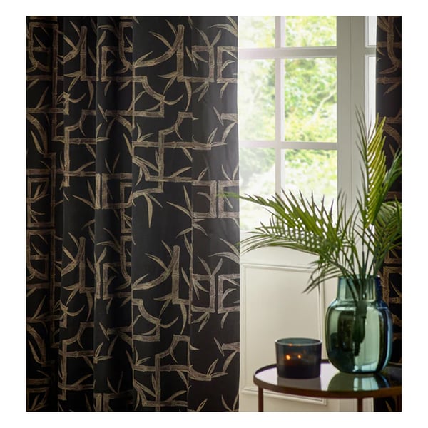 Paoletti Jacquard Bamboo Print Eyelet Curtains
