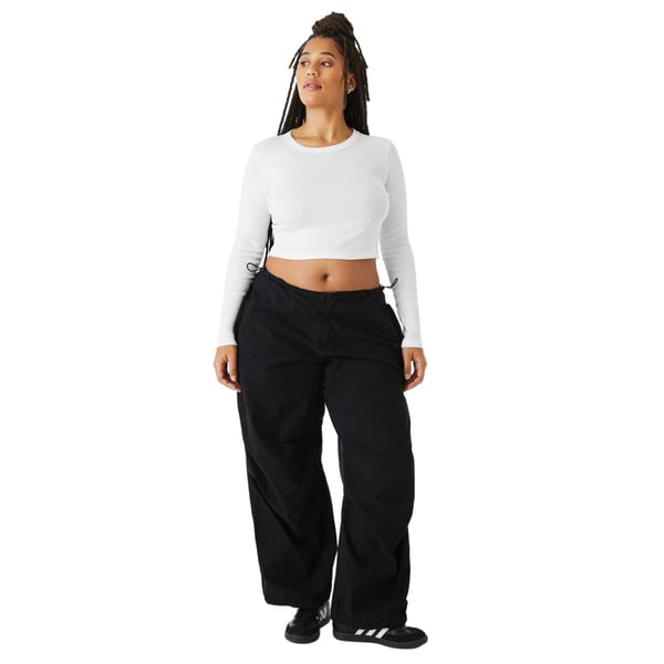 Bella + Canvas Womens/Ladies Plain Micro-Rib Long-Sleeved Crop Top