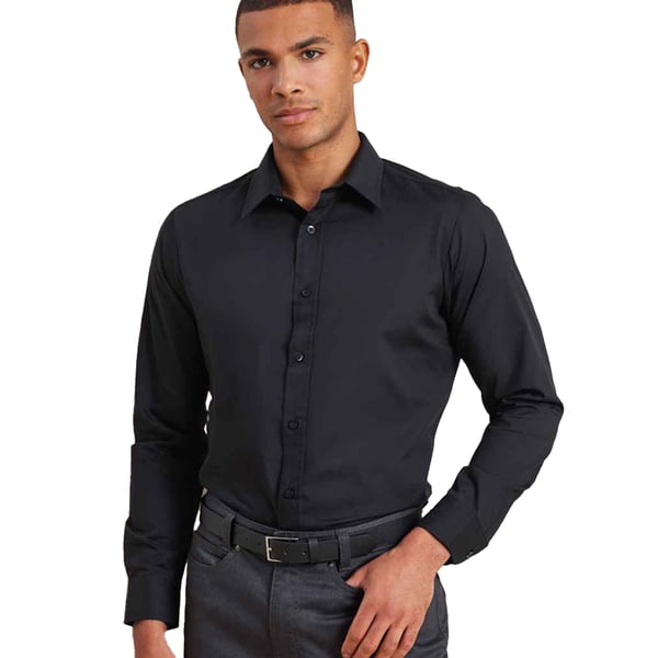 Premier Mens Colours Poplin Fitted Long-Sleeved Shirt