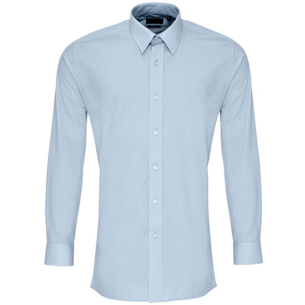 Premier Mens Colours Poplin Fitted Long-Sleeved Shirt
