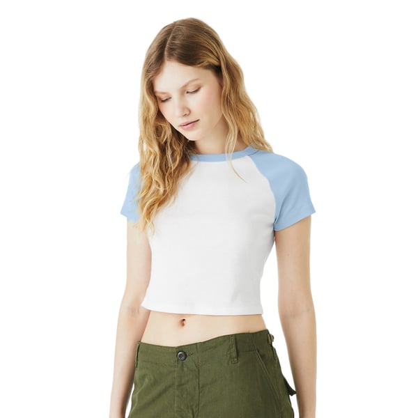 Bella + Canvas Naisten Micro-Rib Raglan Crop Top