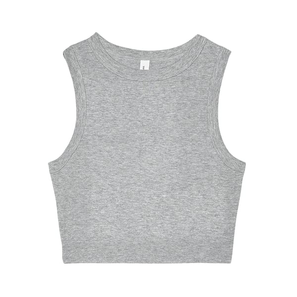 Bella + Canvas Womens/Ladies Heather Micro-Rib Cropped Muscle Tank Top