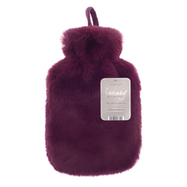 Ribbon Super Luxury Faux Fur Hot Water Bottle And Cover