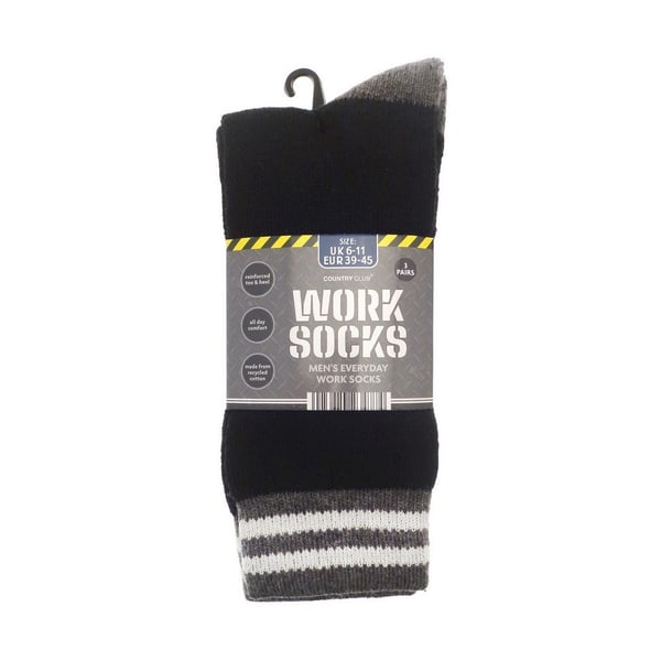 Ribbon Mens Recycled Cotton Work Socks (Pack of 3)