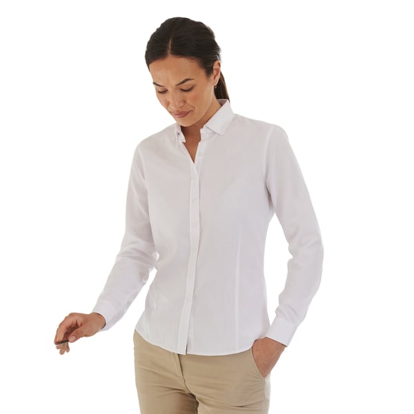 Henbury Womens/Ladies Cotton Feel CoolPlus Long-Sleeved Shirt