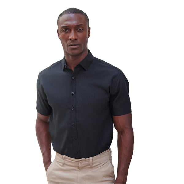 Henbury Mens Cotton Feel CoolPlus Short-Sleeved Shirt