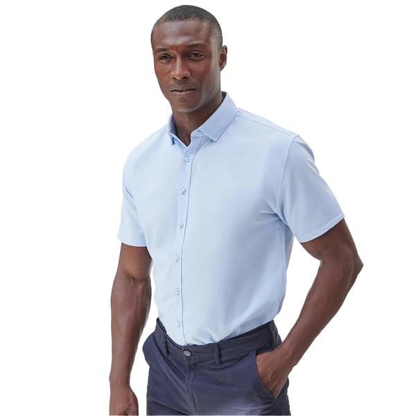 Henbury Mens Cotton Feel CoolPlus Short-Sleeved Shirt
