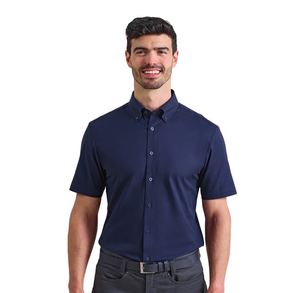 Premier Mens Supreme Oxford Short-Sleeved Formal Shirt
