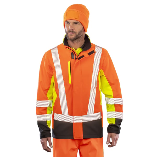 Result Genuine Recycled Mens 3 Tone 3 Layer Safety Soft Shell Jacket
