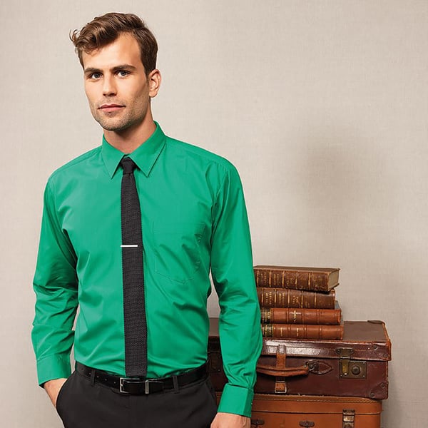 Premier Mens Premier Poplin Long-Sleeved Formal Shirt