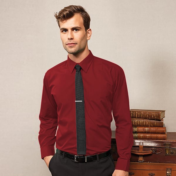 Premier Mens Premier Poplin Long-Sleeved Formal Shirt