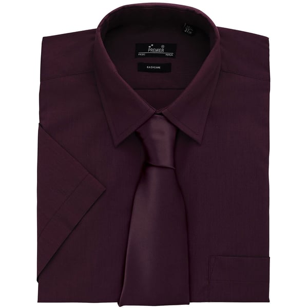 Premier Mens Short Sleeve Formal Poplin Plain Work Shirt