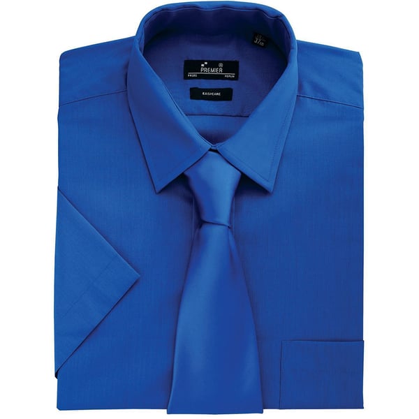 Premier Mens Short Sleeve Formal Poplin Plain Work Shirt