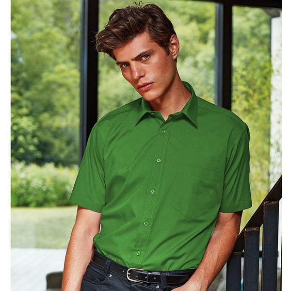 Premier Mens Short Sleeve Formal Poplin Plain Work Shirt