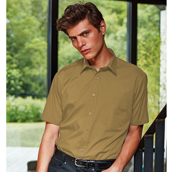 Premier Mens Short Sleeve Formal Poplin Plain Work Shirt