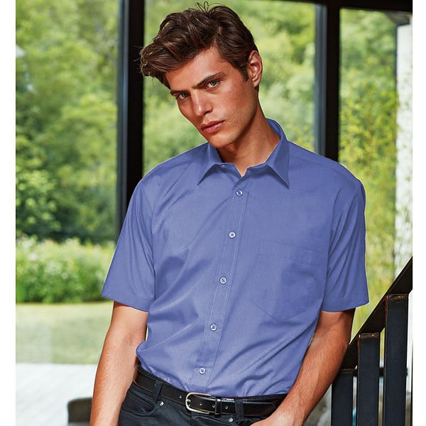 Premier Mens Short Sleeve Formal Poplin Plain Work Shirt