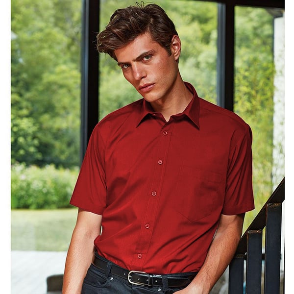 Premier Mens Short Sleeve Formal Poplin Plain Work Shirt