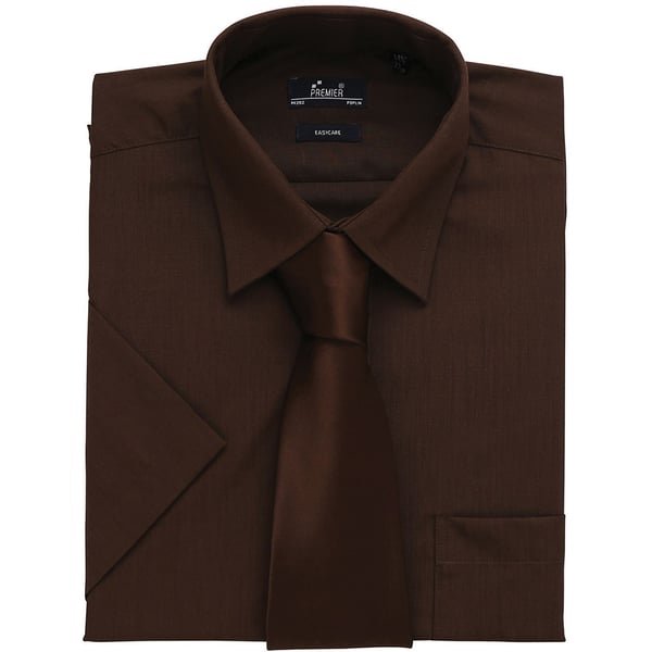 Premier Mens Short Sleeve Formal Poplin Plain Work Shirt