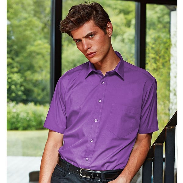 Premier Mens Short Sleeve Formal Poplin Plain Work Shirt