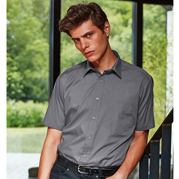 Premier Mens Short Sleeve Formal Poplin Plain Work Shirt