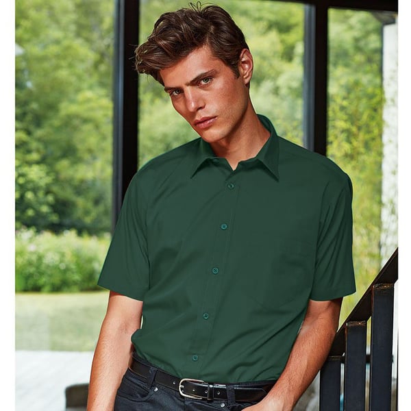 Premier Mens Short Sleeve Formal Poplin Plain Work Shirt