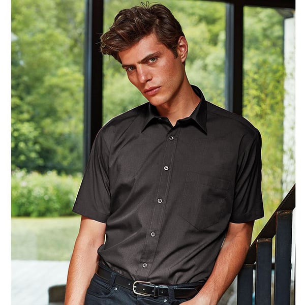 Premier Mens Short Sleeve Formal Poplin Plain Work Shirt