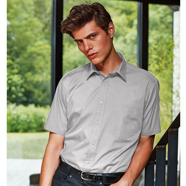 Premier Mens Short Sleeve Formal Poplin Plain Work Shirt