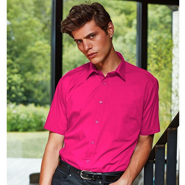 Premier Mens Short Sleeve Formal Poplin Plain Work Shirt