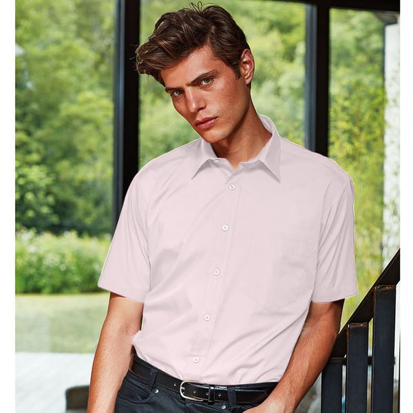 Premier Mens Short Sleeve Formal Poplin Plain Work Shirt