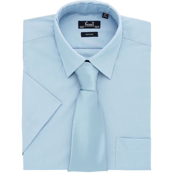 Premier Mens Short Sleeve Formal Poplin Plain Work Shirt