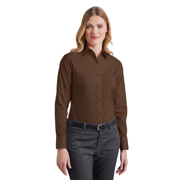 Premier Womens/Ladies Poplin Long-Sleeved Blouse