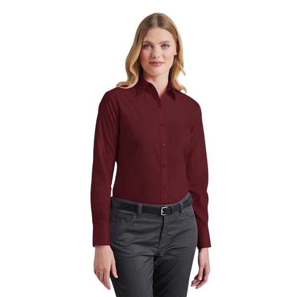 Premier Womens/Ladies Poplin Long-Sleeved Blouse