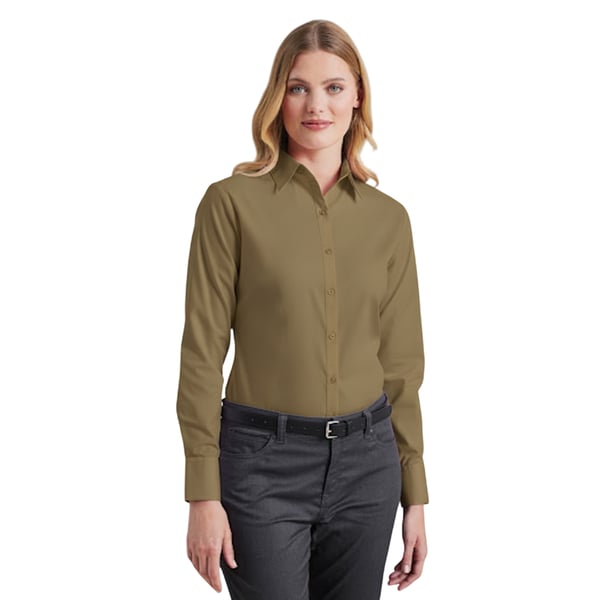Premier Womens/Ladies Poplin Long-Sleeved Blouse