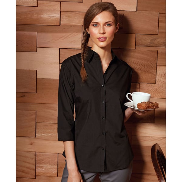 Premier Womens/Ladies Poplin 3/4 Sleeve Blouse