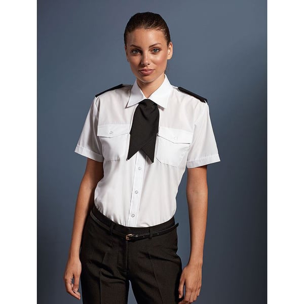 Premier Womens/Ladies Short Sleeve Pilot Blouse / Plain Work Shirt