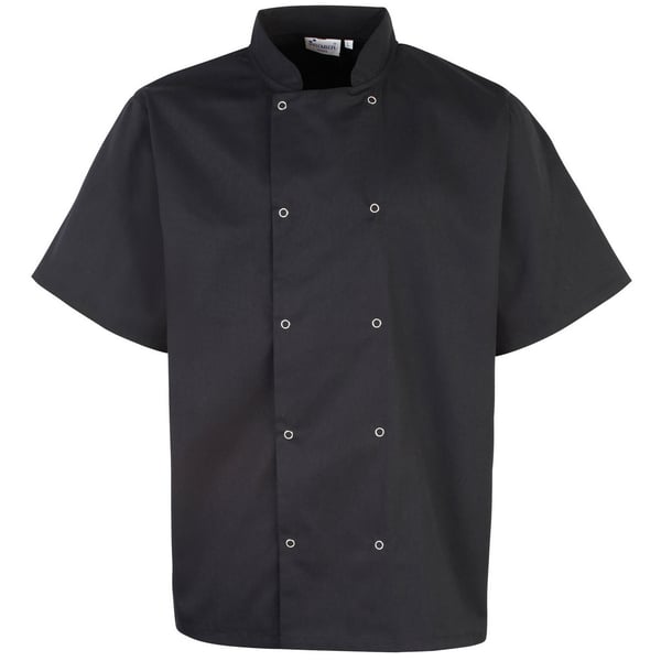 Premier Unisex Studded Front Short Sleeve Chefs Jacket Premier Unisex Studded Front Short Sleeve Chefs Jacket