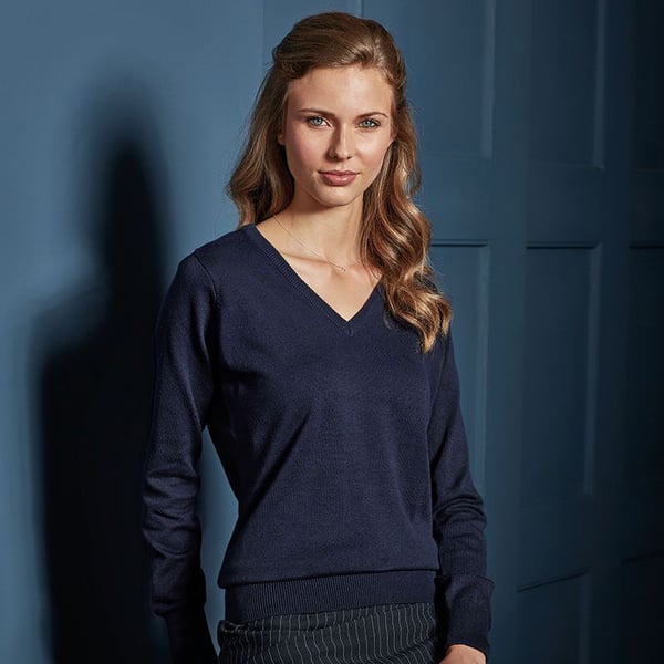 Premier Womens/Ladies V-Neck Knitted Sweater / Top