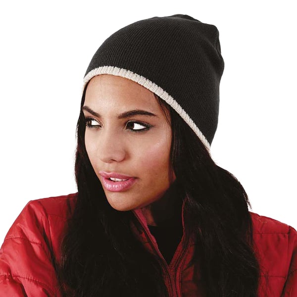 Beechfield Unisex Two-Tone Knitted Winter Beanie Hat
