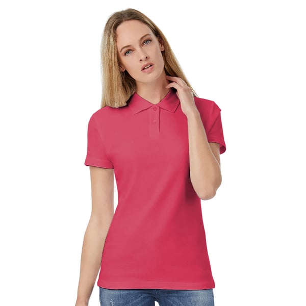B&C Womens/Ladies ID.001 Plain Short Sleeve Polo Shirt