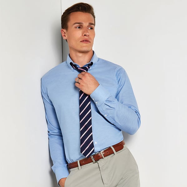 Kustom Kit Mens Slim Fit Long Sleeved Oxford Work Shirt