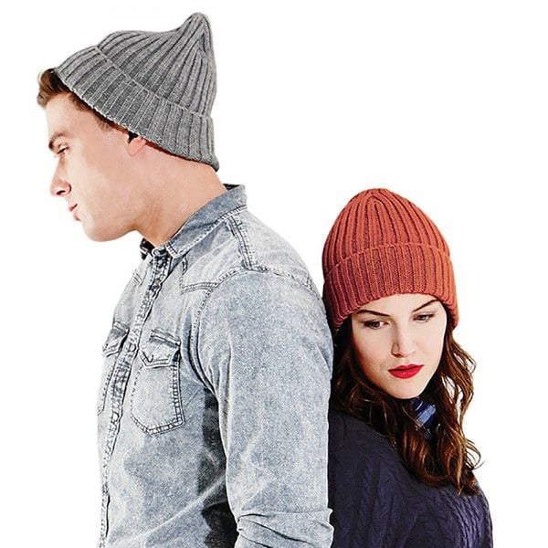 Beechfield Unisex tyk ribbet vintermåtte