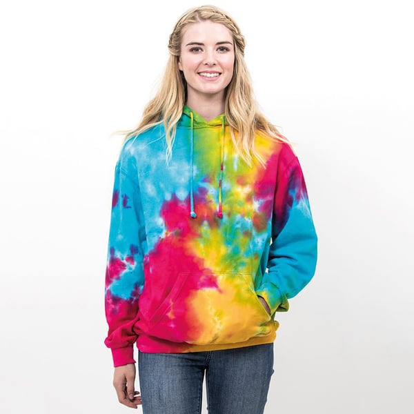 Colortone Unisex Rainbow Tie Dye Pullover hættetrøje