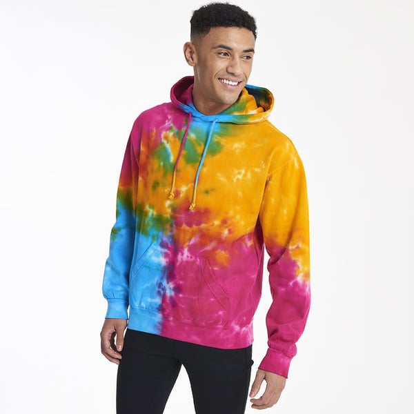 Colortone Unisex Rainbow Tie Dye Pullover hættetrøje
