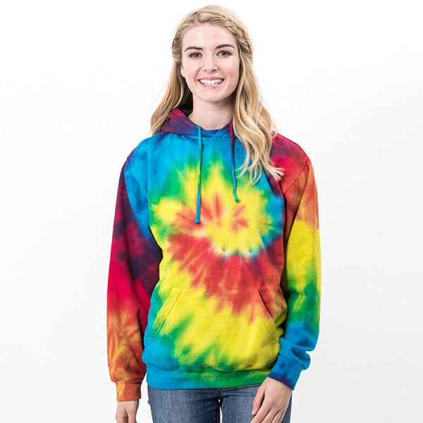 Colortone Unisex Rainbow Tie Dye Pullover hættetrøje